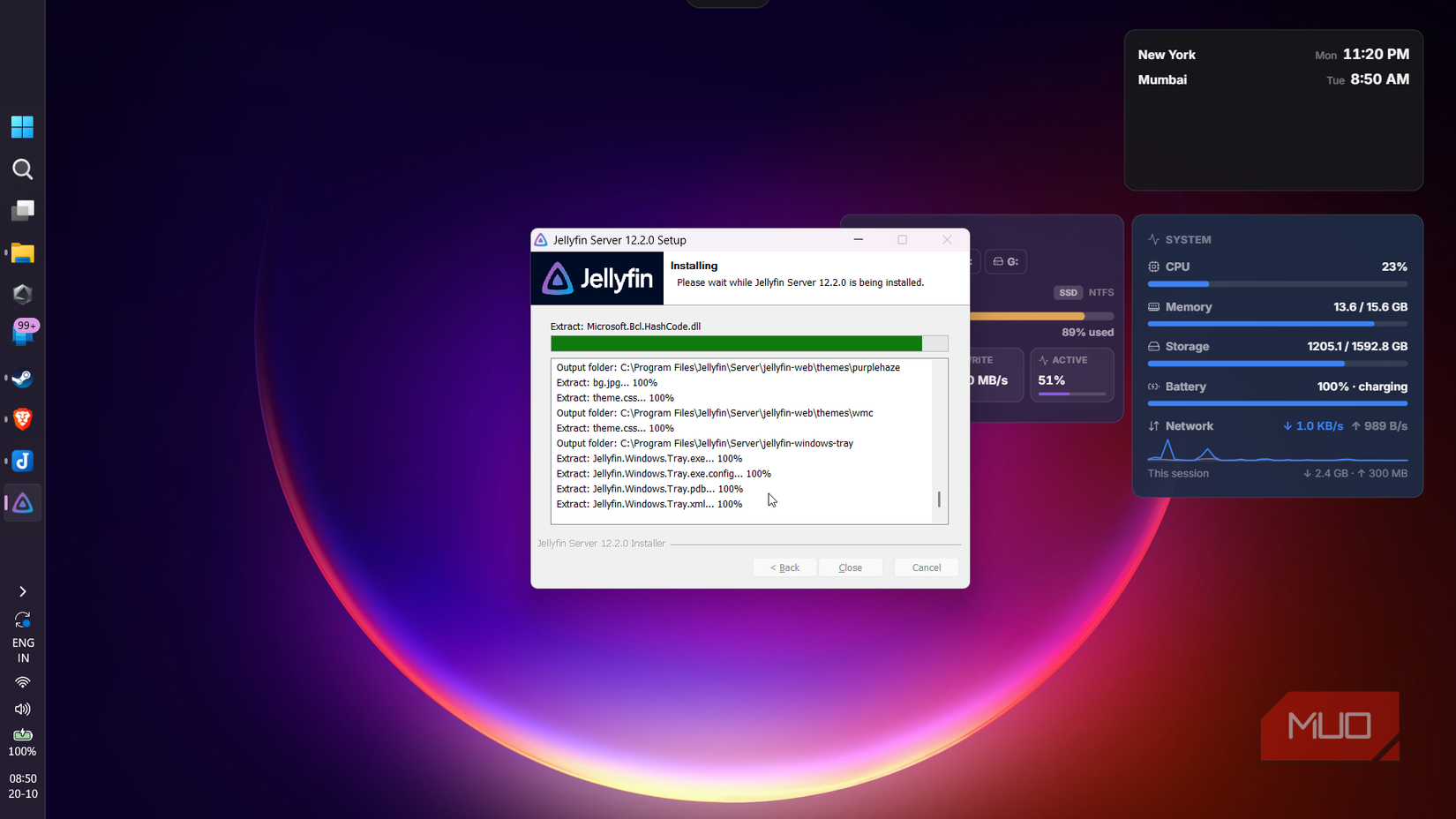 Jellyfin server installing on a WIndows PC
