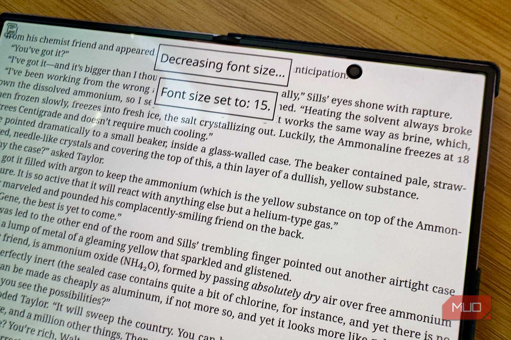 koreader decrease font size