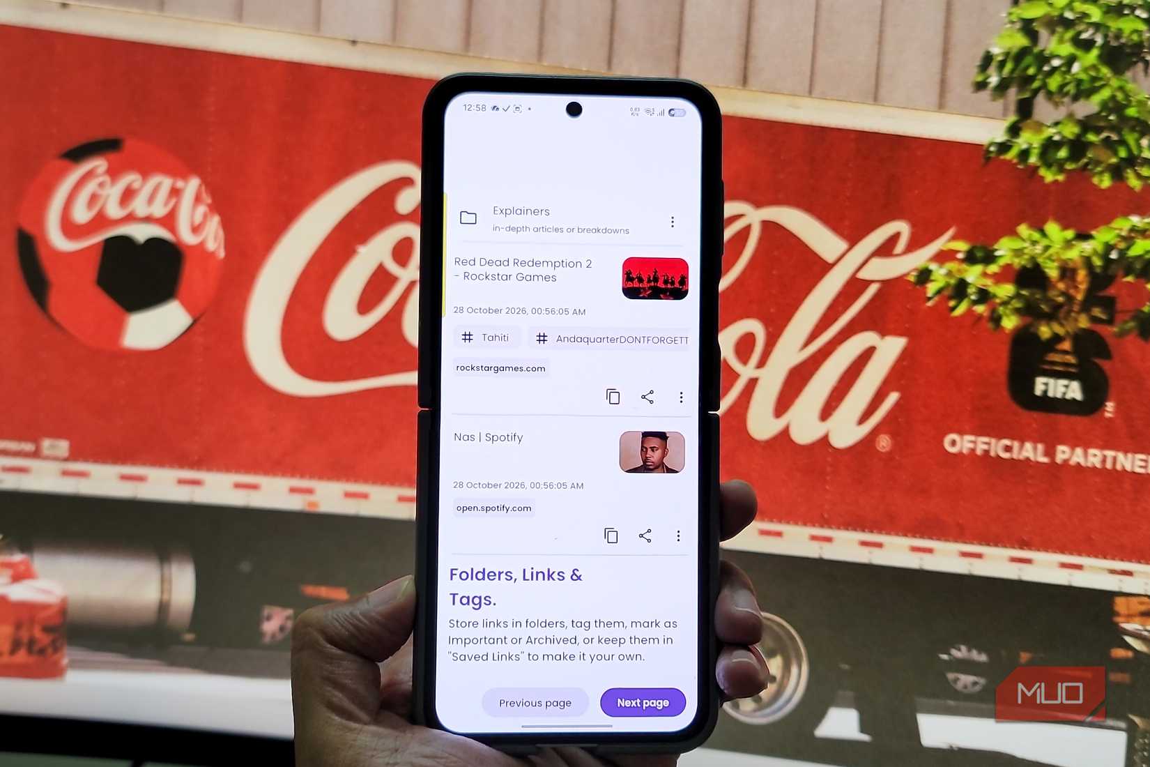 linkora app displaying saved links with folders tags and storage features