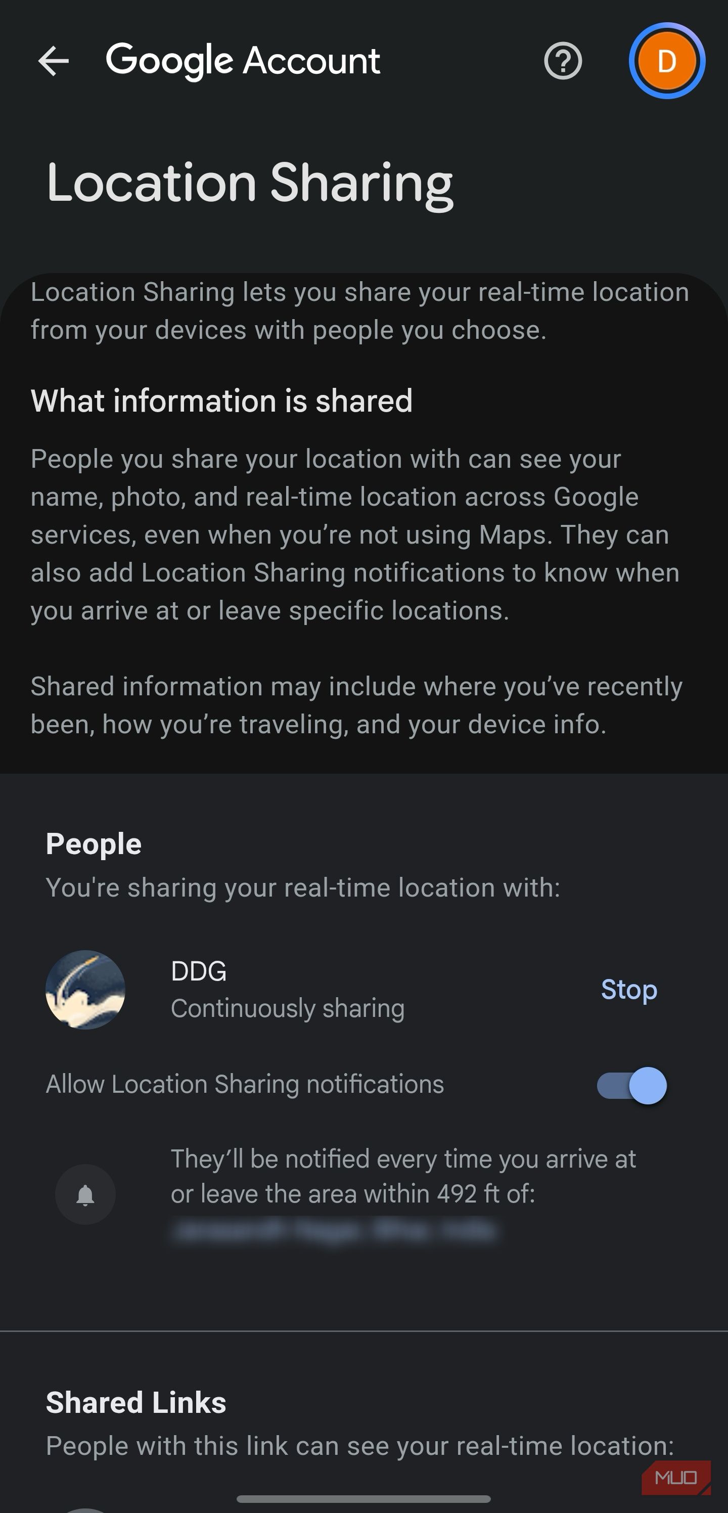 Managing active location sharing and place alerts-1