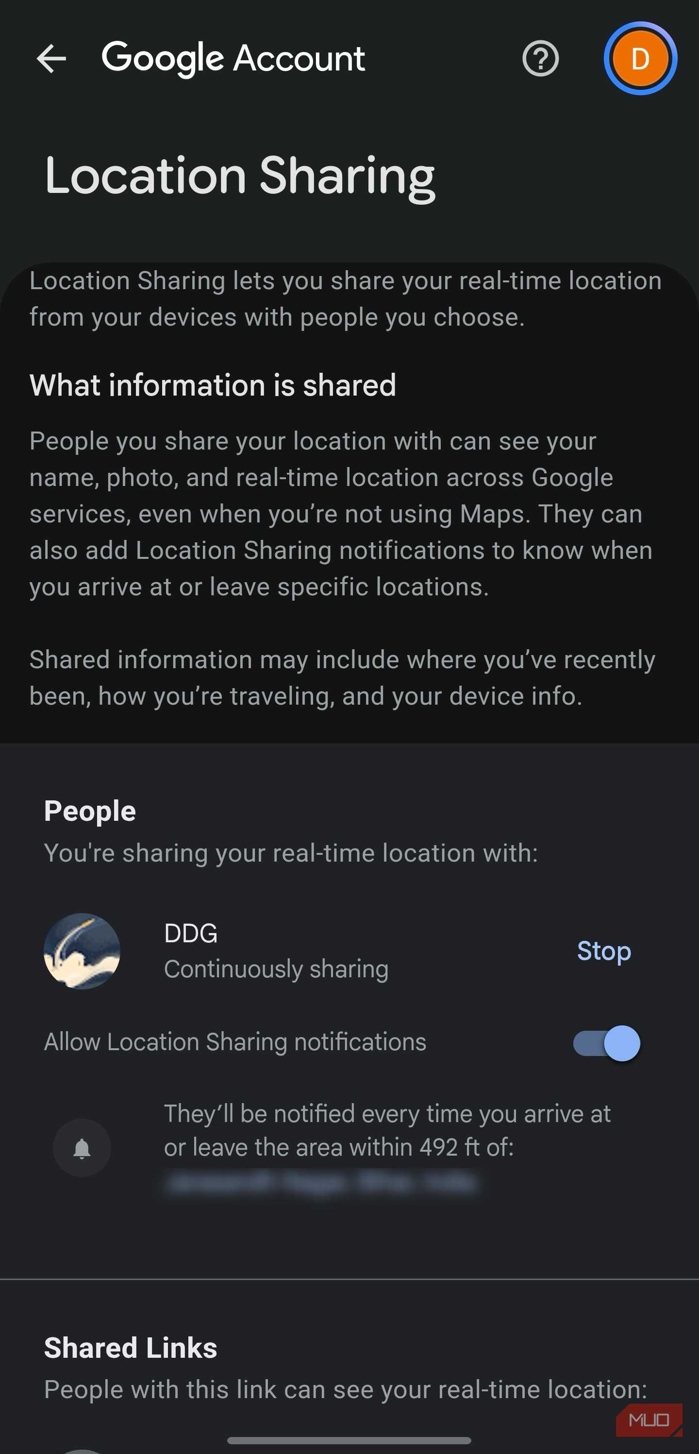 Managing active location sharing and place alerts-1