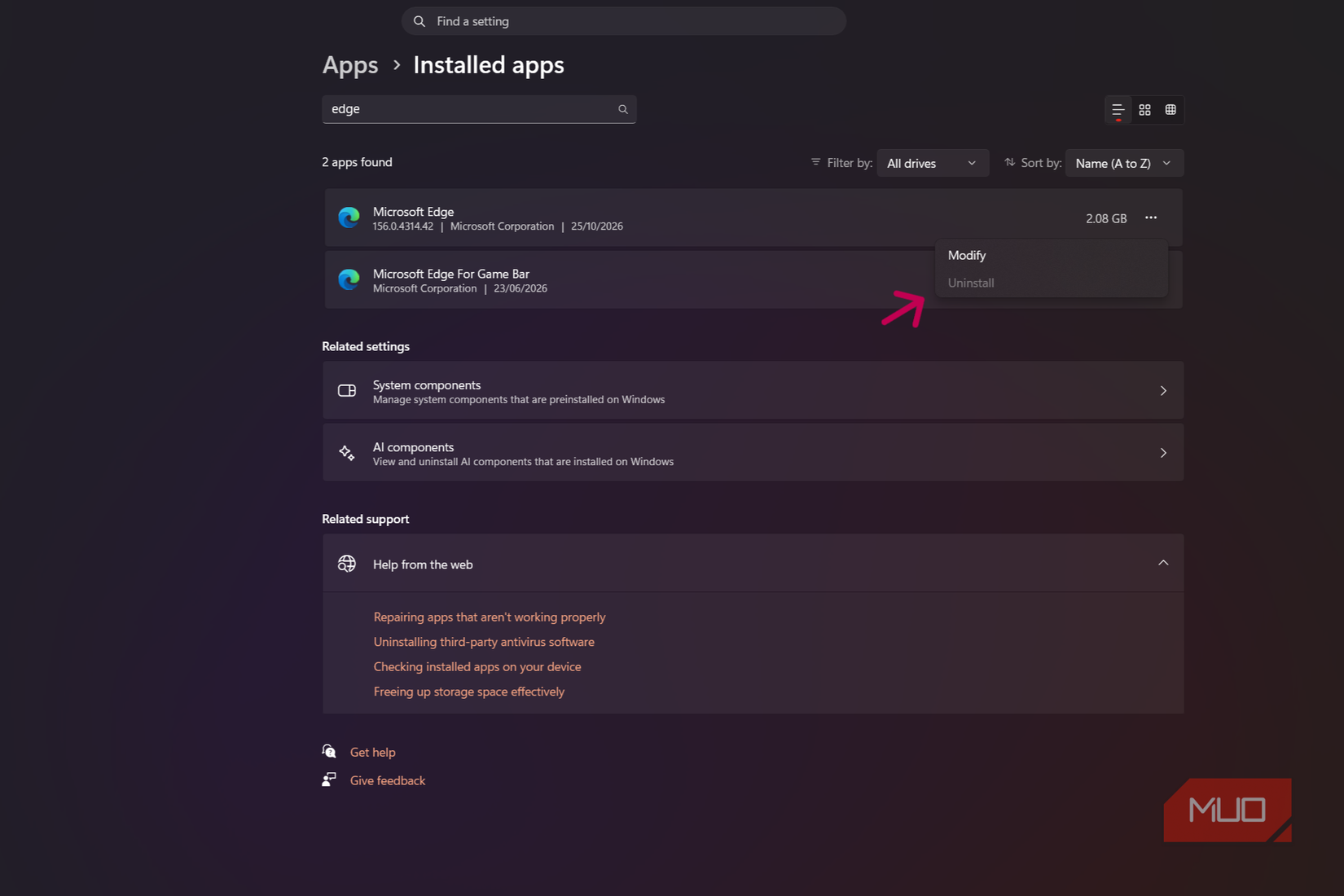 Microsoft Edge Uninstall
