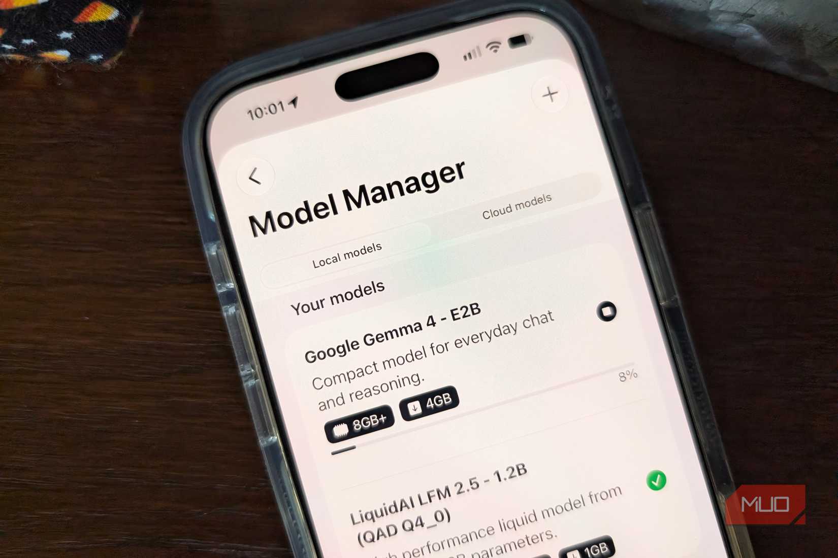 Picking an LLM on an iPhone.