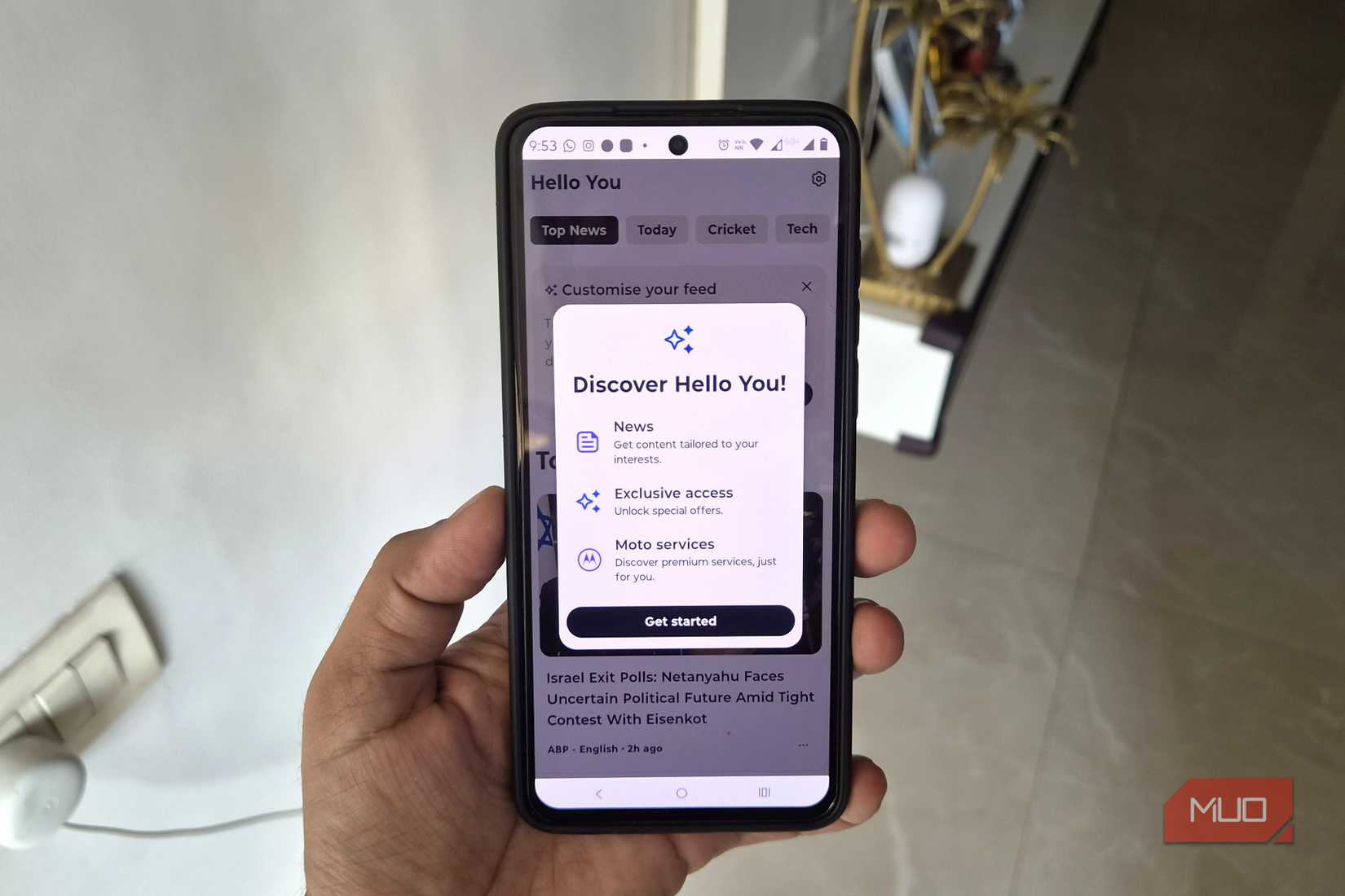 Motorola phone Hello You popup