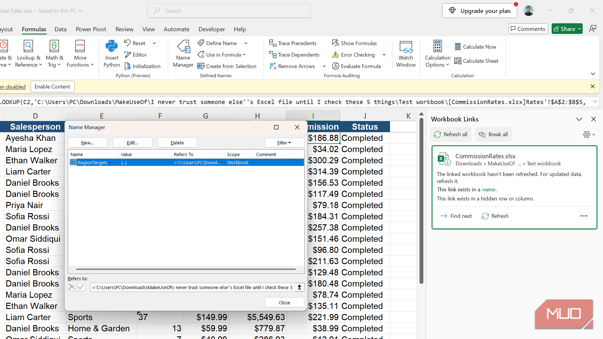 I never trust someone else's Excel file until I check these 5 things