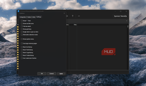 Nanazip settings options menu window open