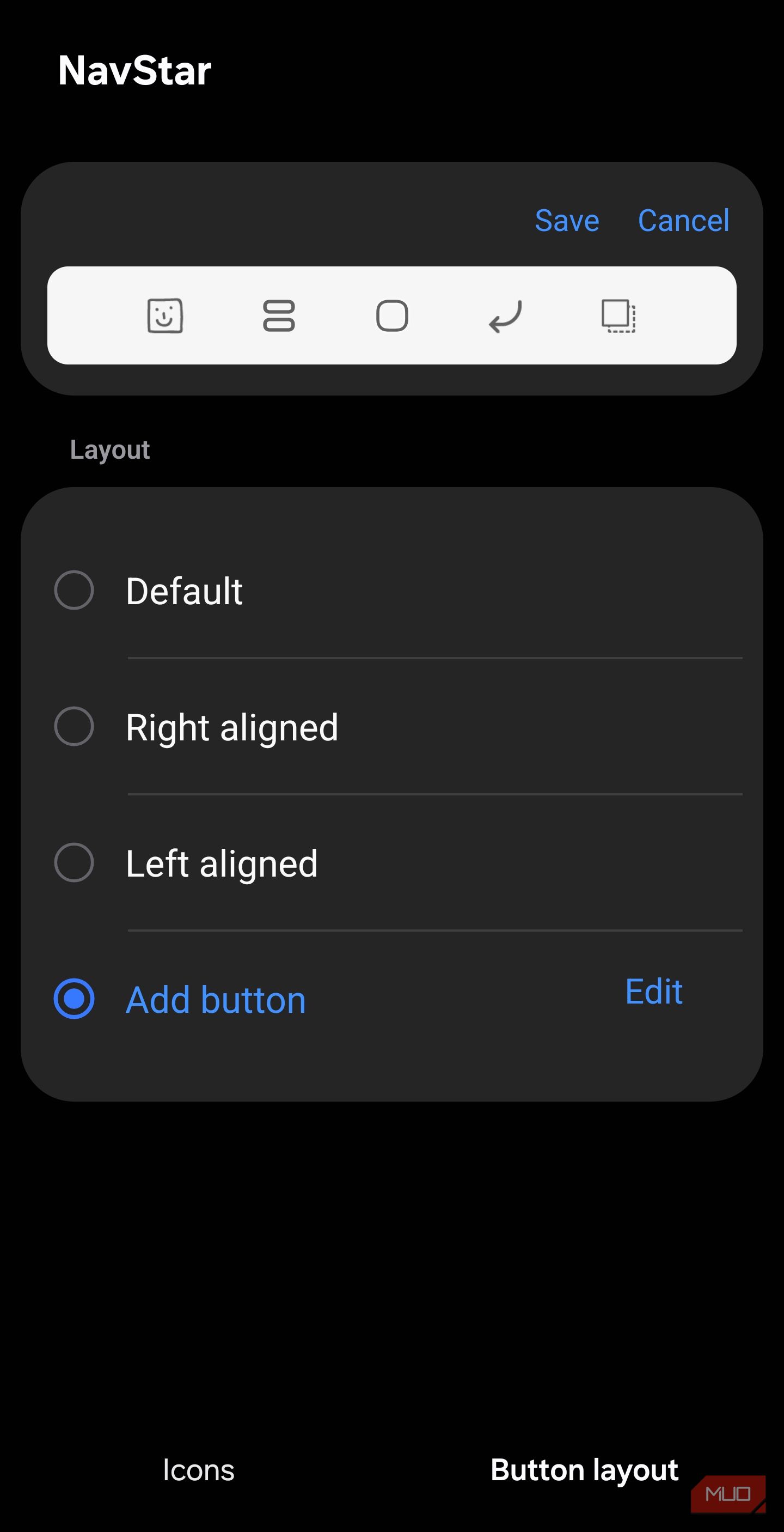 NavStar new button configuration screen