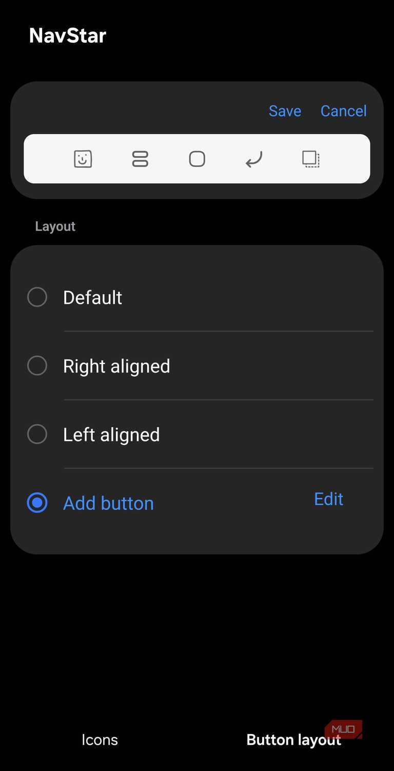 NavStar new button configuration screen