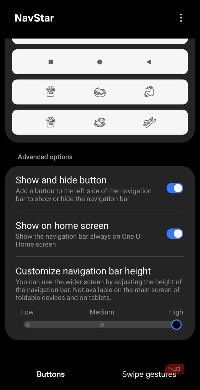 NavStar show and hide button toggle