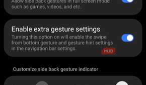 NavStar swipe gesture settings menu