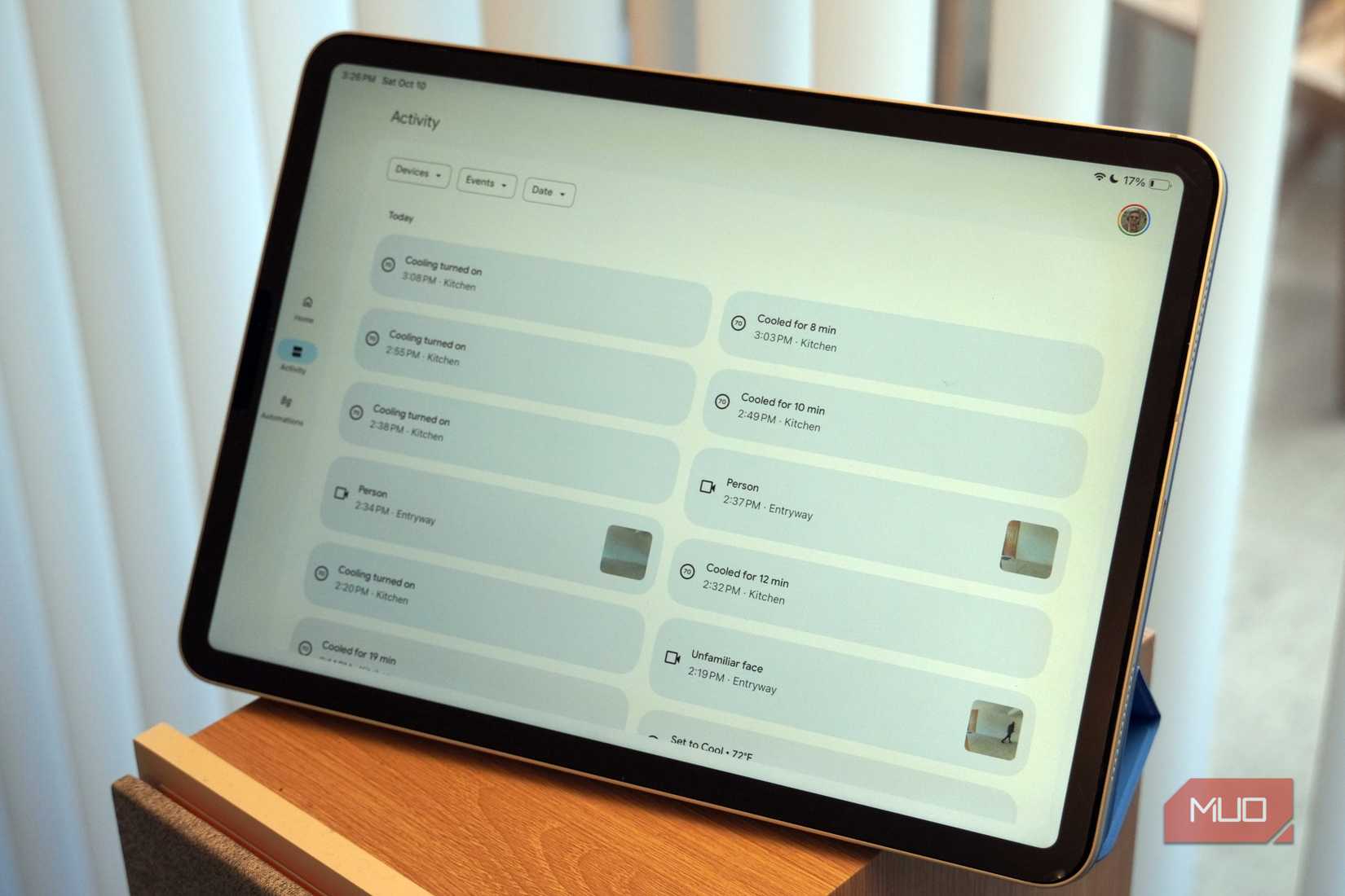A Google Home dashboard on an iPad Pro.
