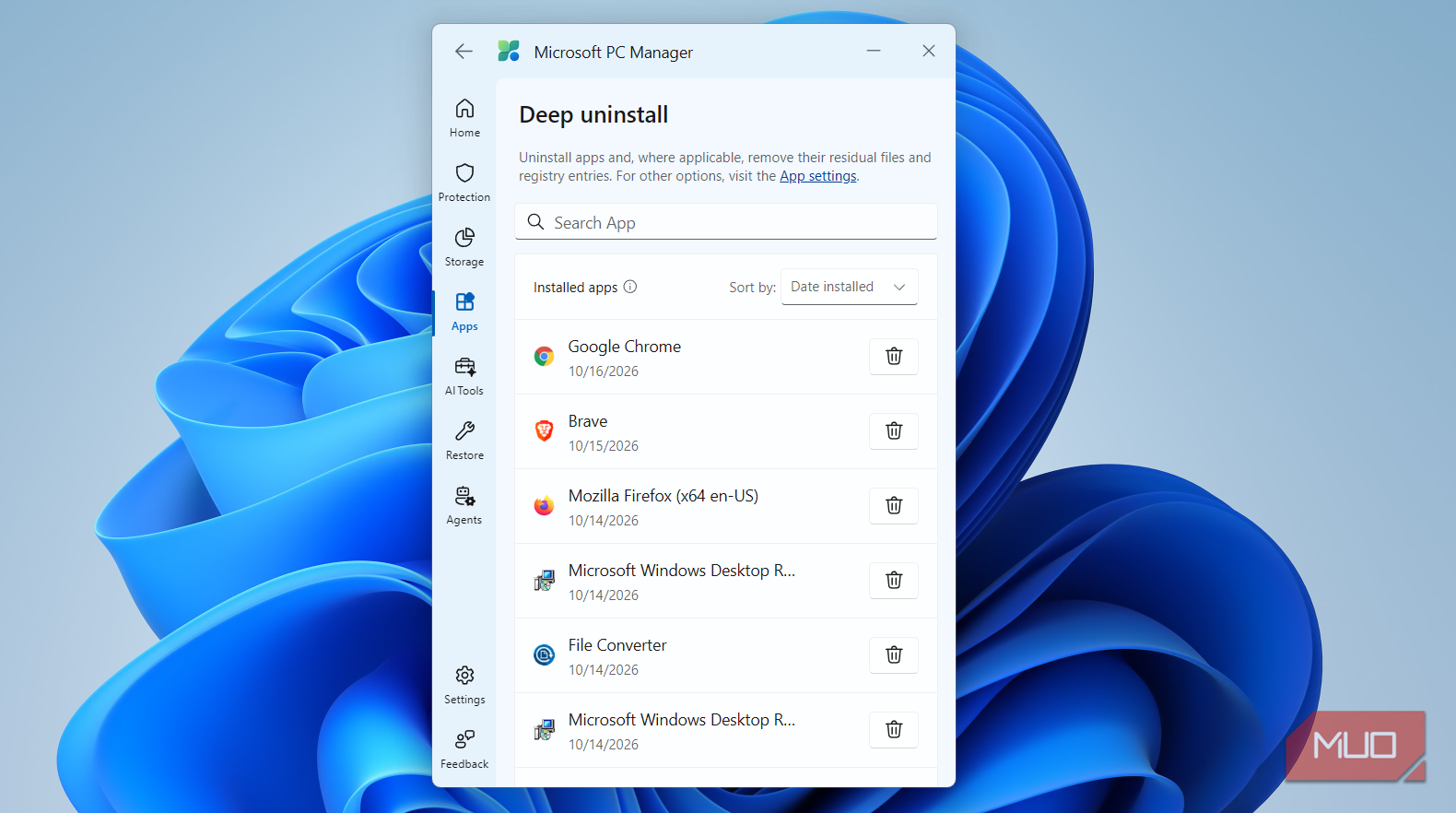 Инструмент глубокого удаления приложений Deep Uninstall в PC Manager