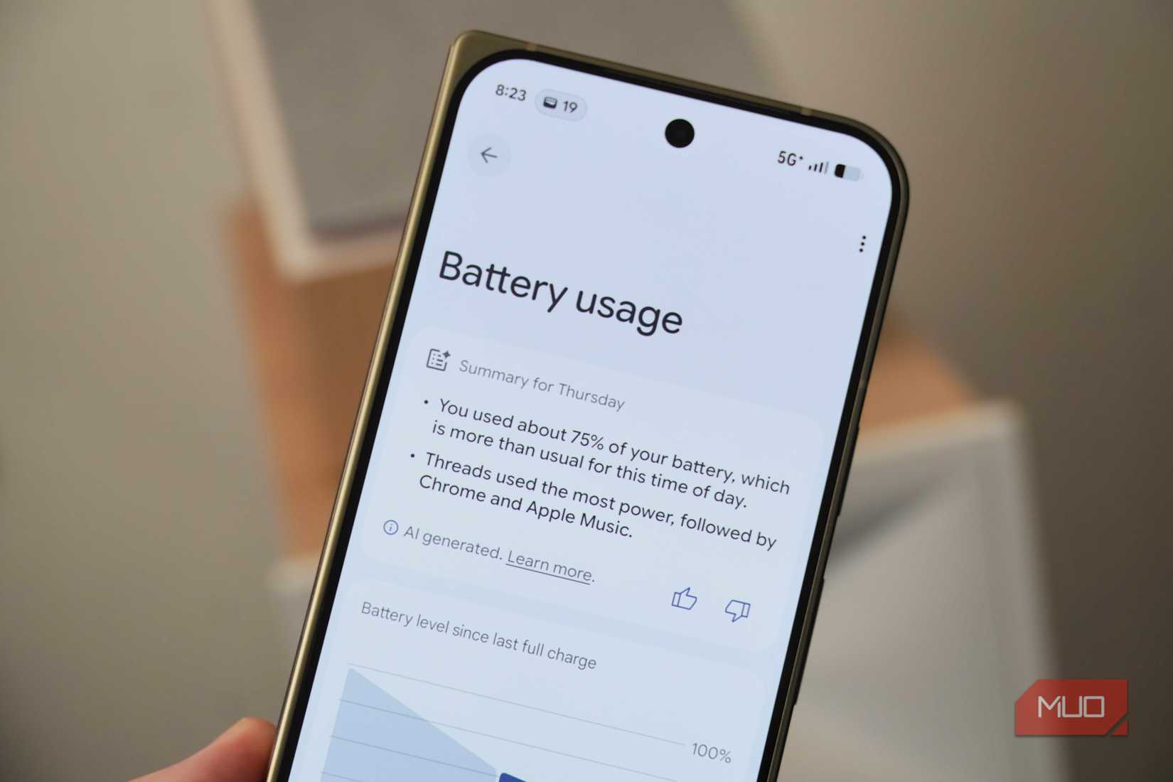 Pixel battery usage summaries on a Pixel 11 Pro Fold.