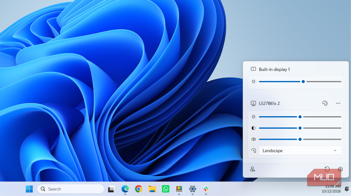 My external monitor brightness finally lives on the taskbar, thanks to ...