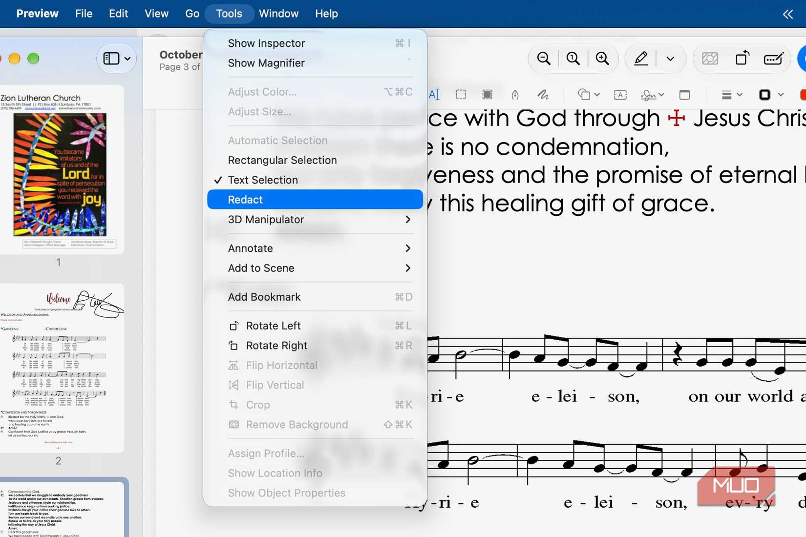 Mac Preview's redact tool.