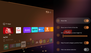Projectivy Launcher customization settings on Fire TV