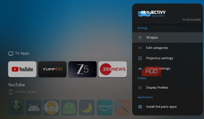 Projectivy Launcher interface settings on Fire TV