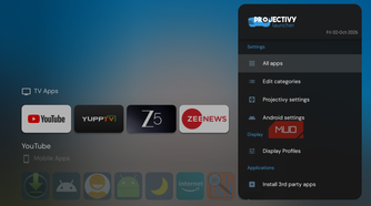 Projectivy Launcher interface settings on Fire TV