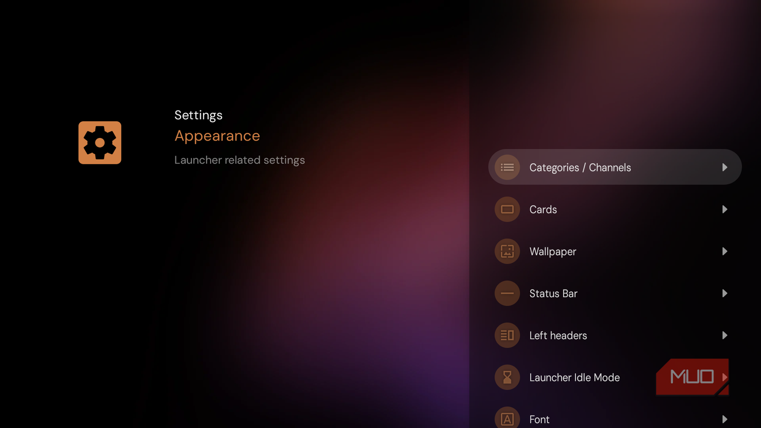 Projectivy Launcher settings on a Fire TV