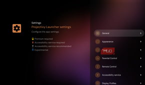 Projectivy Launcher settings on Fire TV