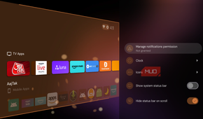 Projectivy Launcher status bar settings on Fire TV