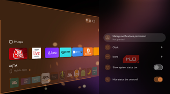 Projectivy Launcher status bar settings on Fire TV