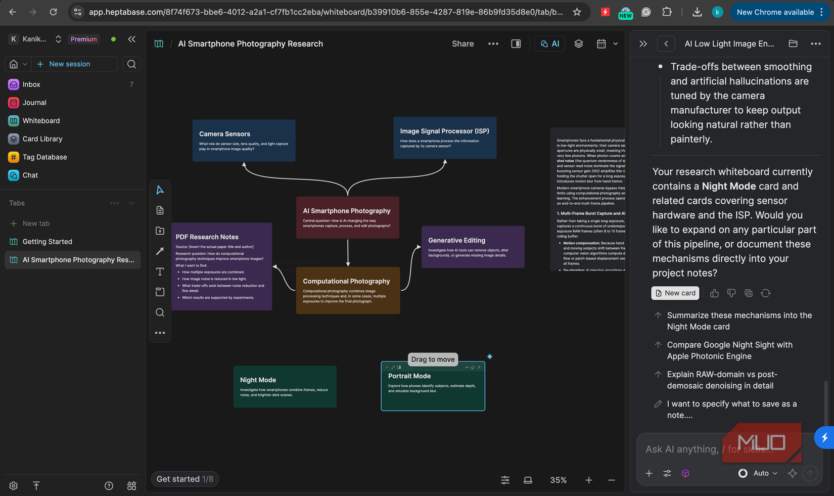 Research project in Heptabase app