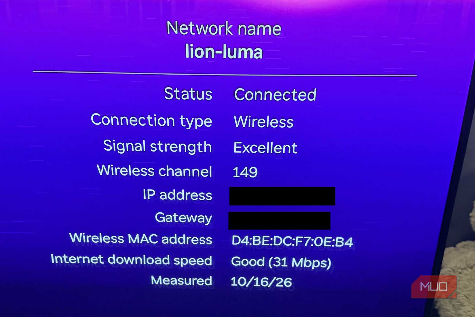 Speed testing on a Roku.