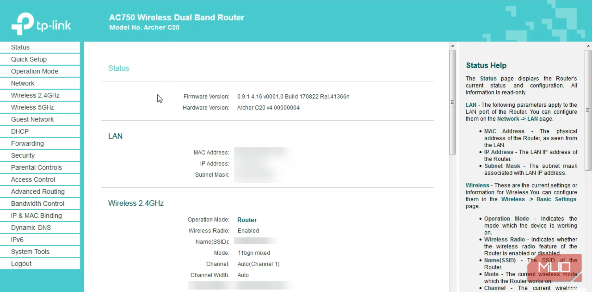 Router default home dashboard