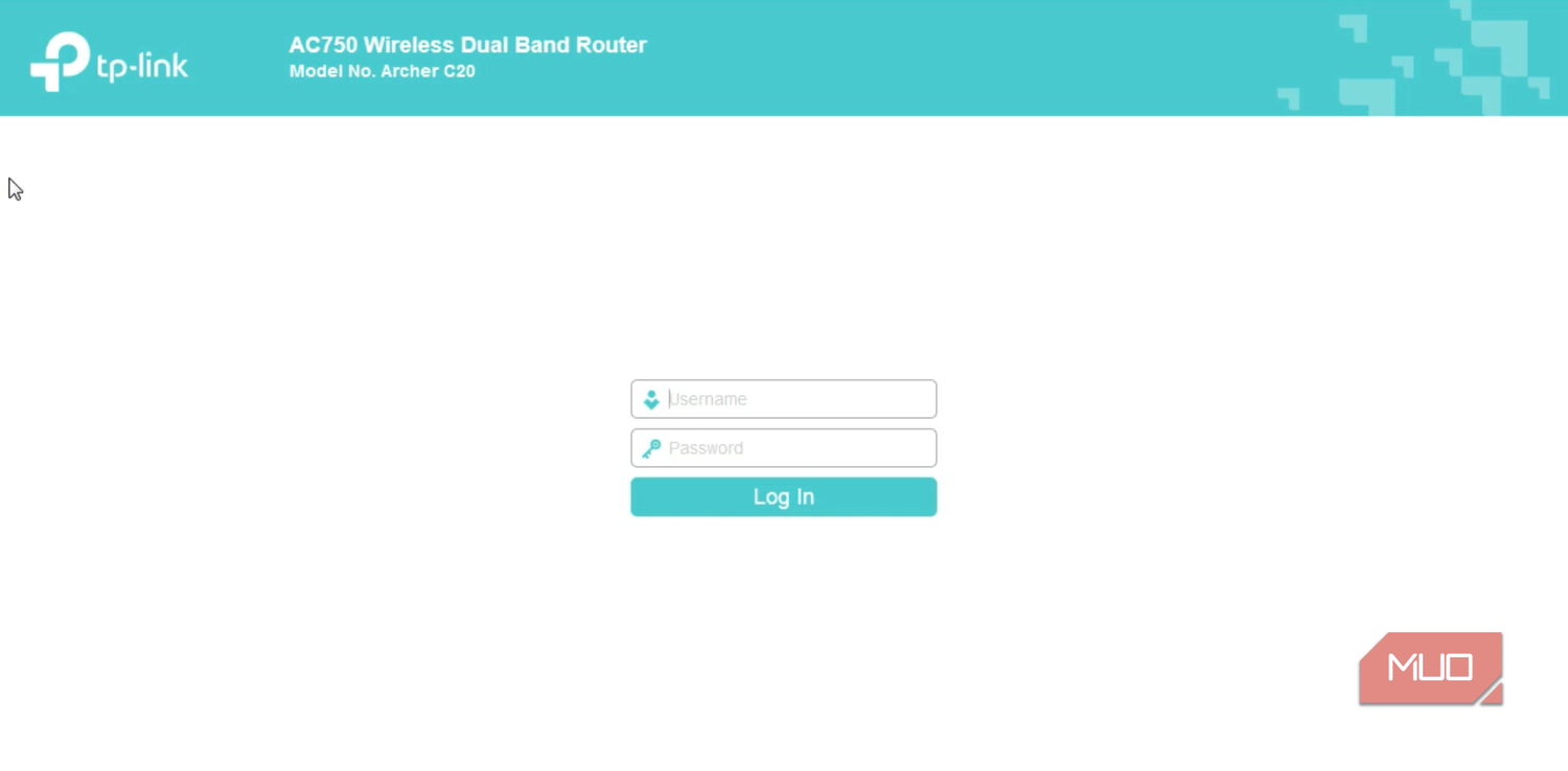 Router login page