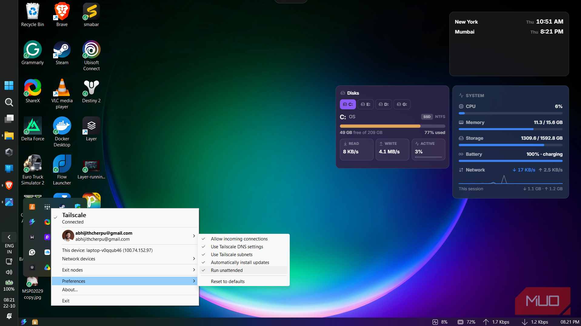 Настройка фонового доступа в Tailscale для Windows