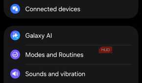 Samsung Galaxy main Settings app menu
