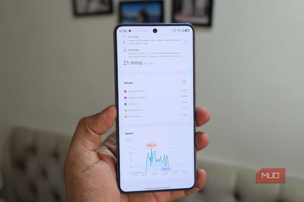 Как работает функция Driving Report в One UI 9 на смартфонах Samsung Galaxy: Pankil Shah / MakeUseOf