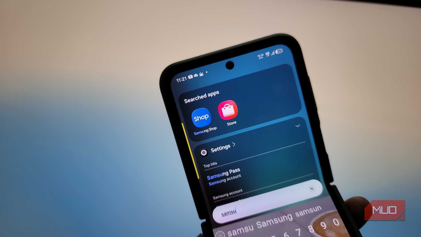 samsung smartphone app search results showing shop and store apps
