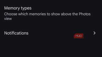 a screenshot of memories options for google photos