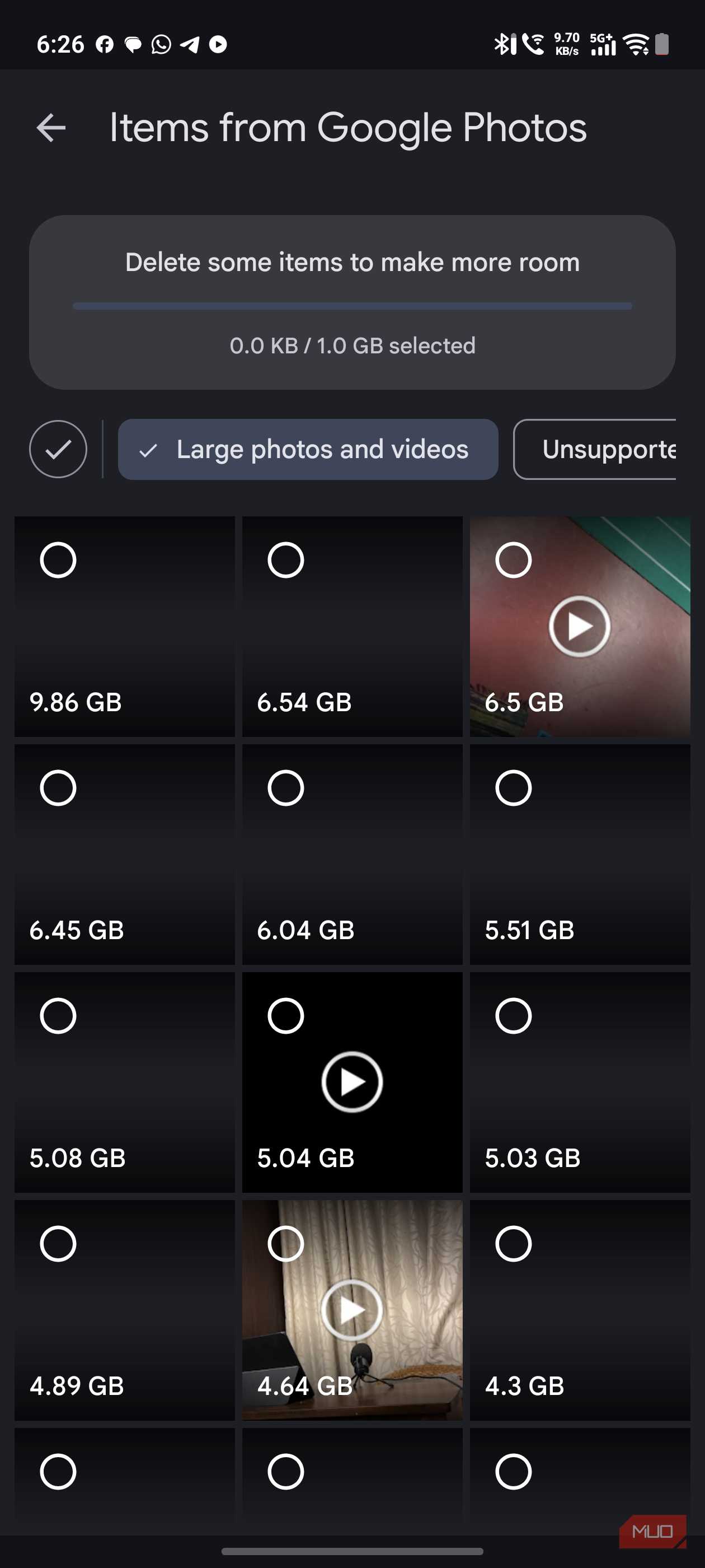 a screenshot of managing storage for the google photos app