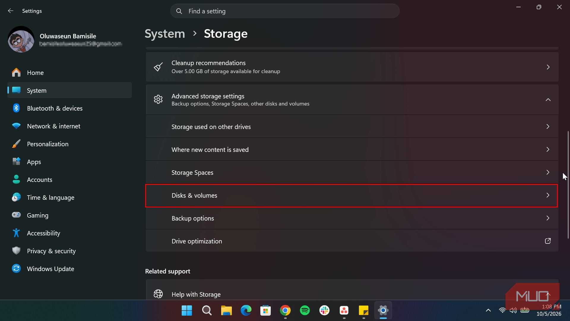 Selecting Disks and volumes in Windows Storage setting-1
