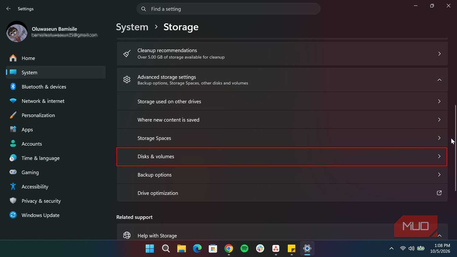 Selecting Disks and volumes in Windows Storage setting-1