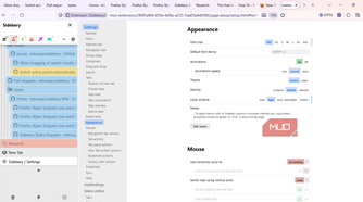 sidebery appearance settings