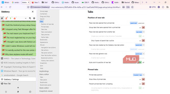 Sidebery where new tabs appear