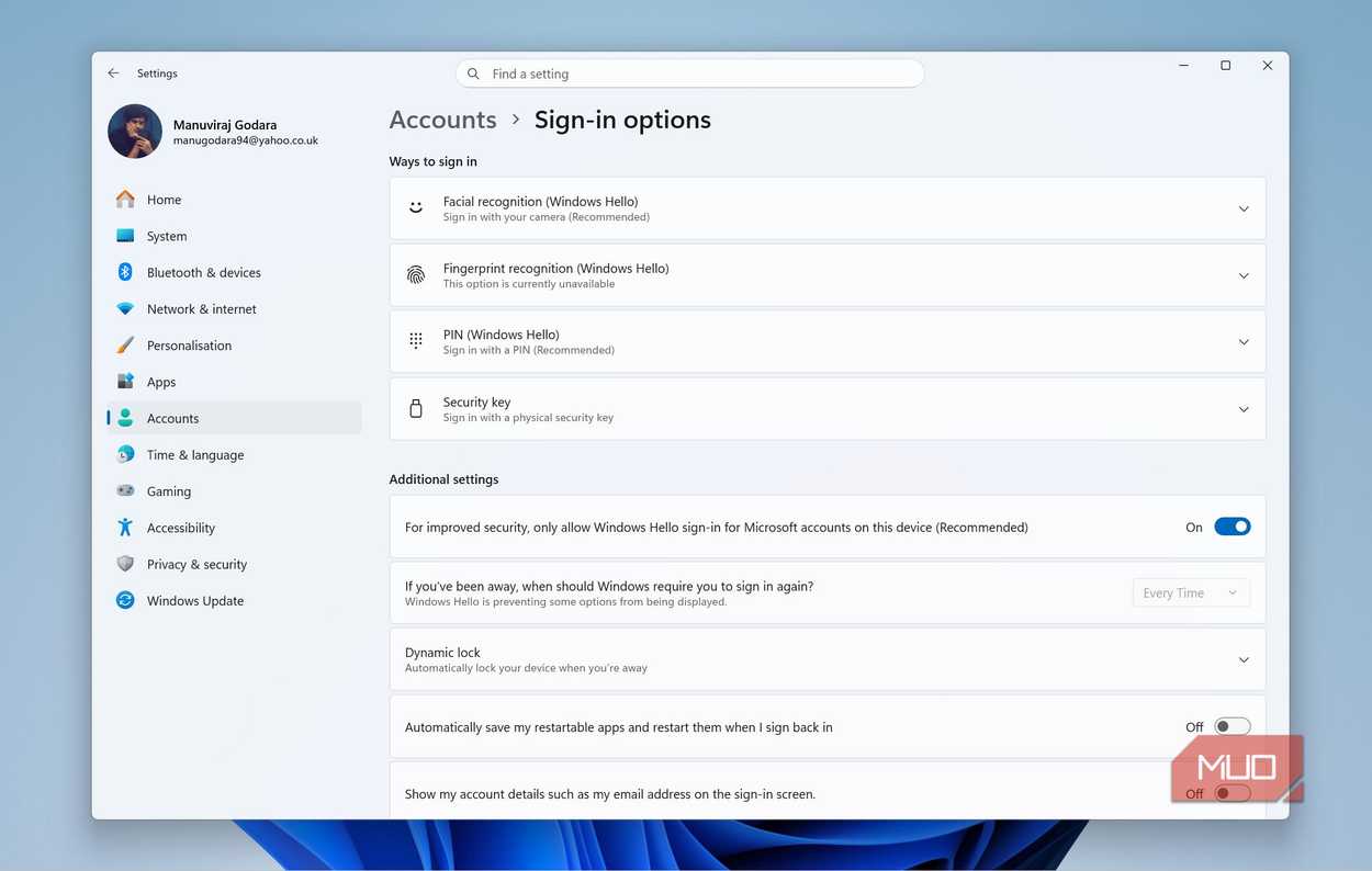 Параметры входа в Windows Страница параметров входа и безопасности в Windows