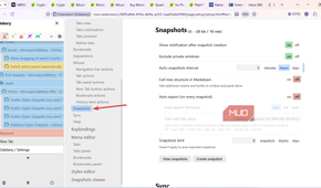snapshots sidebery settings