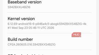 Software information menu on Android