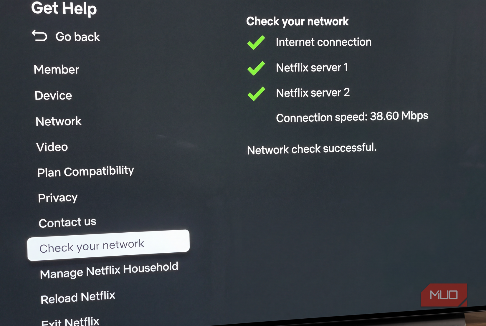 Checking your network on a Roku.