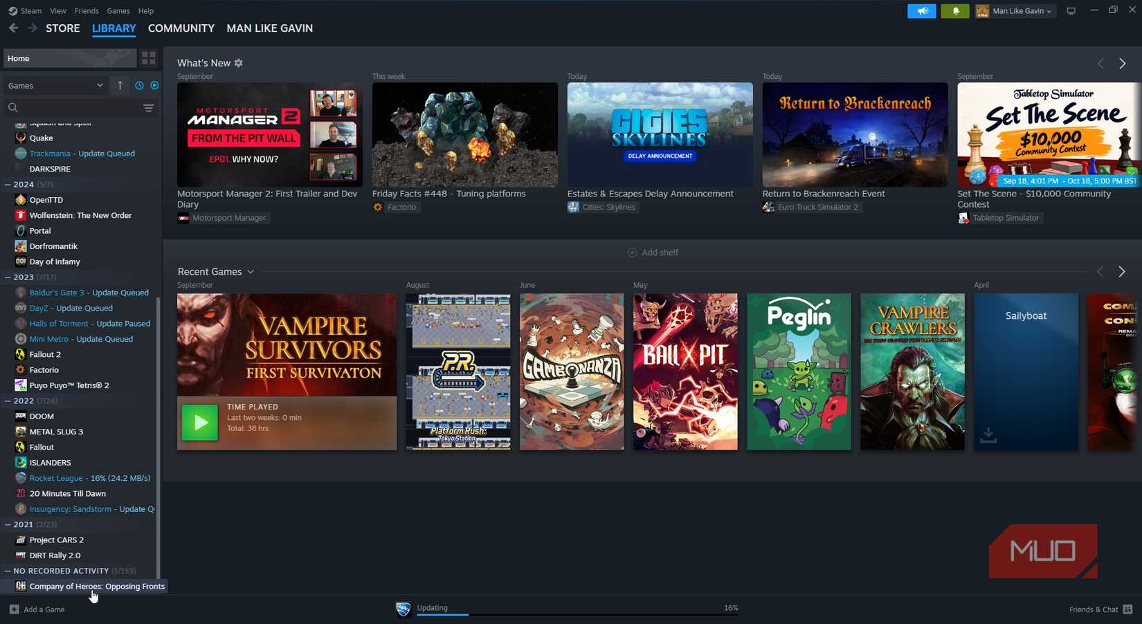 steam game list with games never played in years.