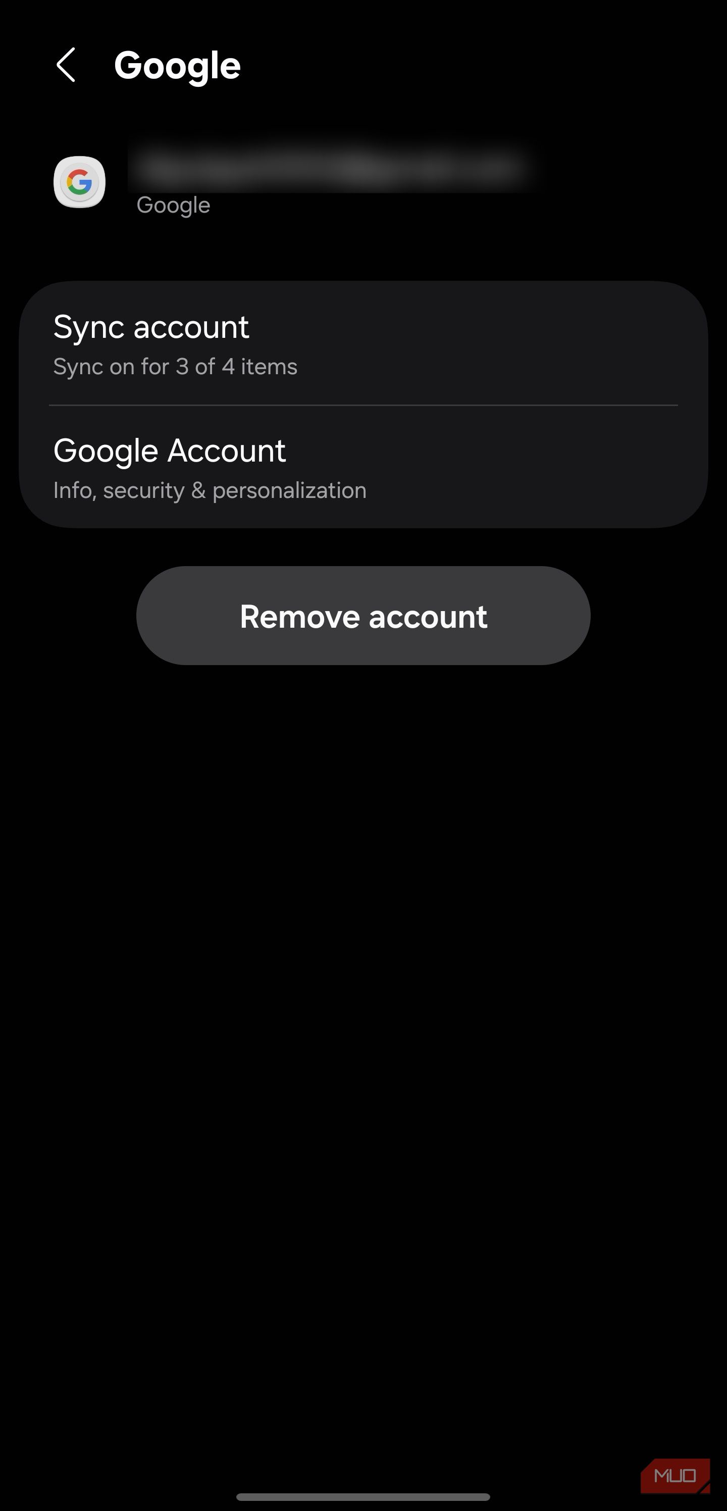 Параметры синхронизации аккаунта Google