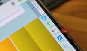 tablet screen showing file manager with disk map rename and copy options beside an advert