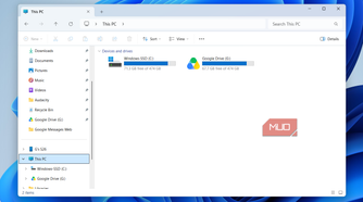 This PC storage status in File Explorer
