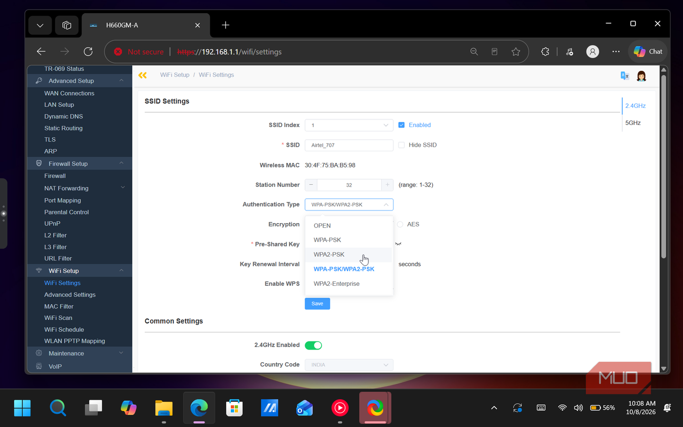 tr069 router wifi settings ssid configuration page