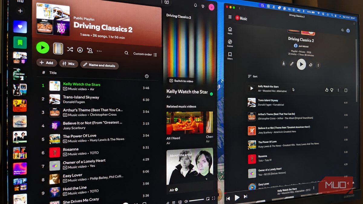 Tracks transferred from Spotify to YT Music using TuneMyMusic.